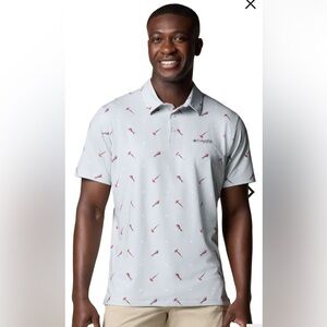 Columbia Men’s Super Slack Tide II Short-Sleeve Polo Cool Grey Starcast L PFG